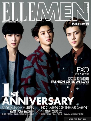 EXO (Lay, Chan Yeol and Sehun) для Elle Men September 2014