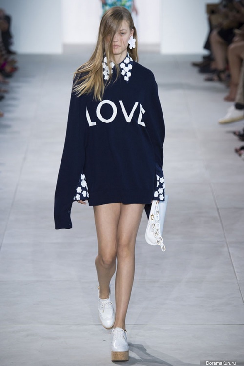 blue crewneck long-sleeves Love