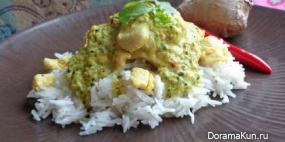 Thai green curry with chicken